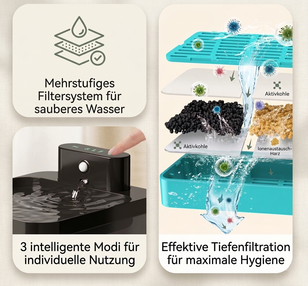 Lumo – Kabelloser Haustier-Trinkbrunnen mit infrarot-Sensor