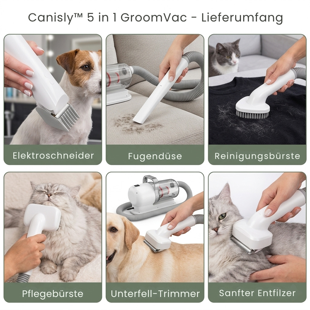 Canisly™ GroomVac – 5‑in‑1 Haustierpflege